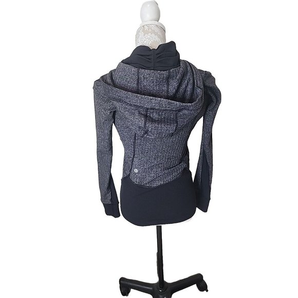 Lululemon Hooded Daily Practice Jacket 6 Heathered Herringbone Zip Pockets - Picture 4 of 9